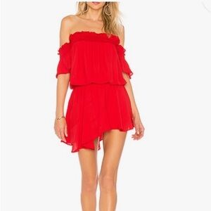 Amanda Uprichard Red Off-Shoulder Mini Dress